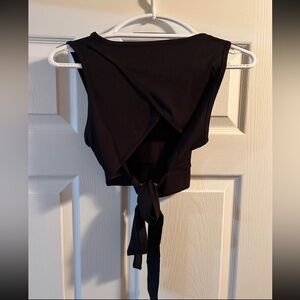 Black Sleeveless Tie-Back Top